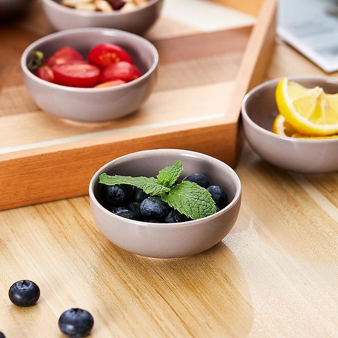 Ceramic Pinch Bowls,2.7 oz Mini Prep Dip Bowl Set,Small Dipping Salsa Charcuterie Soy Sauce Side Dish for Sushi,Set of 6(Grey)