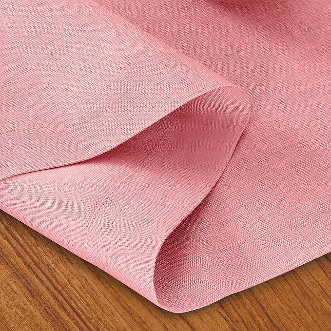 D'Moksha Homes Linen Table Runner 54 Inches - 100% Pure Linen Dusty Pink Table Runner 14 x 54 Inch for Dresser, Coffee Tables, Valentines, Spring, Easter - Machine Washable