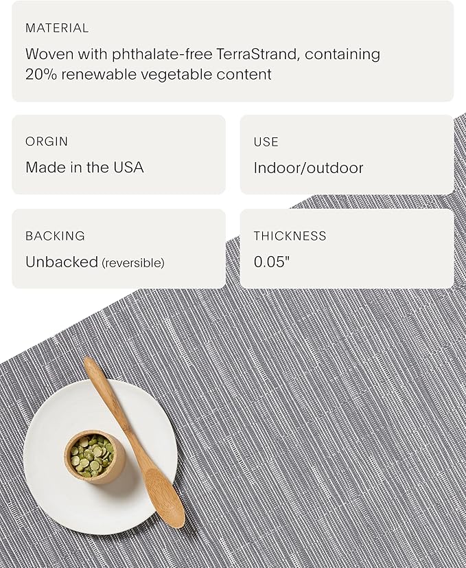 Chilewich Bamboo Placemats Set of 4 - Woven Rectangle Placemats - Reusable, Stain-Resistant, Indoor/Outdoor Tabletop Protection - 19" x 14" - Fog