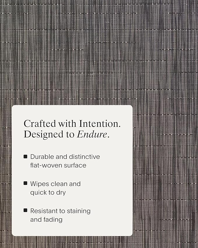 Chilewich Bamboo Placemats Set of 4 - Round Woven Placemats - Reusable, Stain-Resistant, Indoor/Outdoor Tabletop Protection - 15" - Grey Flannel