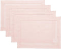 Solino Home Linen Placemats Set of 4 - Classic Hemstitch Pink Placemats 14 x 19 Inch - 100% Pure Linen Table Mats for Valentines, Spring, Easter