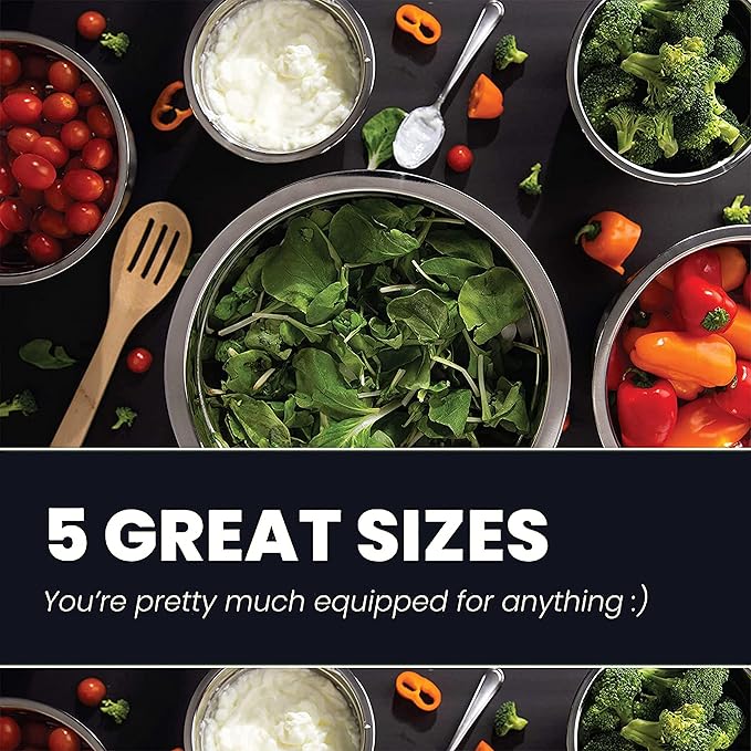 WHYSKO Meal Prep Stainless Steel Mixing Bowls Set, Home, Refrigerator, and Kitchen Food Storage Organizers | Ecofriendly, Reusable, Heavy Duty (Blue)