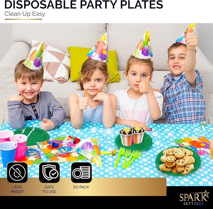 Disposable Paper Plates Green, 7 Inch Paper Dessert Plates, Strong and Sturdy Disposable Plate for Party, Dinner, Holiday, Picnic, or Travel Party Plate, Pack of 50