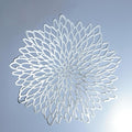 Snowkingdom 18 Pack Silver Placemats Metallic Glitter Vinyl Dinning Table Mats, Decorative Round Leaf Charger Bulk for Winter Thanksgiving Christmas Party Holiday Festive