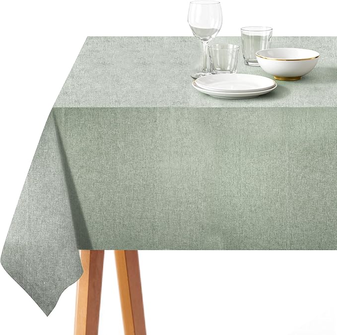 Rectangle Tablecloth Linen Texture Waterproof and Stain-Resistant Green Table Cloth, Kitchen Dining Table Decoration Fabric, 60 x 84 inch, Sage Green