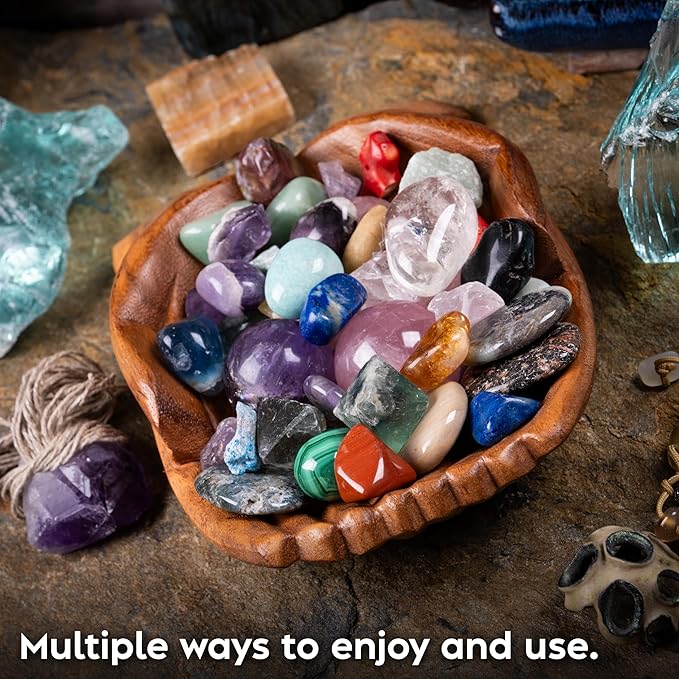 Curawood Carved Hands Offering Bowl - Crystal Holder for Stones, Rock Collection Holder, Crystal Display Storage Tray, Wooden Hands Bowl for Keys - Rock Display Case for Shelf, Stand, Altar Decor (L)