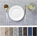 LEXMORE Placemats Set of 6 Vinyl/Plastic Woven Place Mats for Kitchen Table Indoor/Outdoor Washable Placemat Wipeable Dining Table Mats(Gray)
