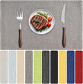 Blue Forest Placemats Set of 8, Dual-Layered Thickened Faux Linen Table Mats Heat Resistant Machine Washable Wrinkle Free Place Mats for Kitchen Dining Outdoor/Indoor (Light Grey)