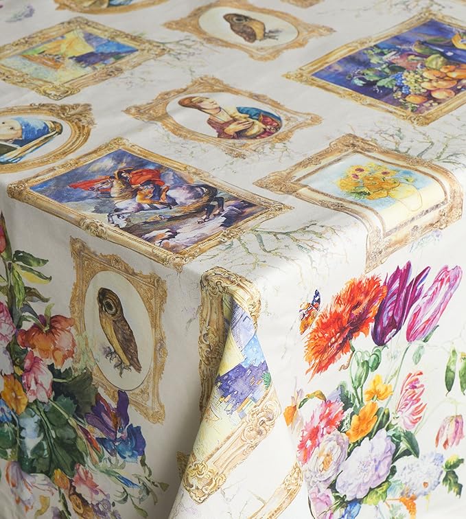 Maison d' Hermine Table Cloth Square Table 100% Cotton 60 x 60 Inches Tablecloth Reusable Decorative for Dining Room Farmhouse Home Valentines Day Decorations Spring Summer - Masterpiece