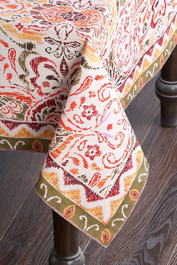 Maison d' Hermine Table Cloth Rectangle Table 100% Cotton 60 x 108 Inches Fall Tablecloth Reusable Everyday Use for Thanksgiving Christmas Decorations Dining Farmhouse Party (Damask)