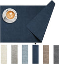 DOLOPL Placemats Set of 8, Reversible Wipeable & Heat Resistant Place Mats, Modern Faux Leather Table Mats for Kitchen, Neutral Waterproof Tablemats for Dining Table Decor, Wedding, Party(Navy Blue)