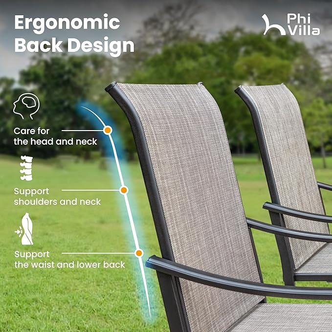 PHI VILLA Swivel Outdoor Chair Set of 4,Patio Swivel Rocking Chairs with Textilene Fabric and Metal Frame for All Weather,Outdoor Dining Chairs for Garden