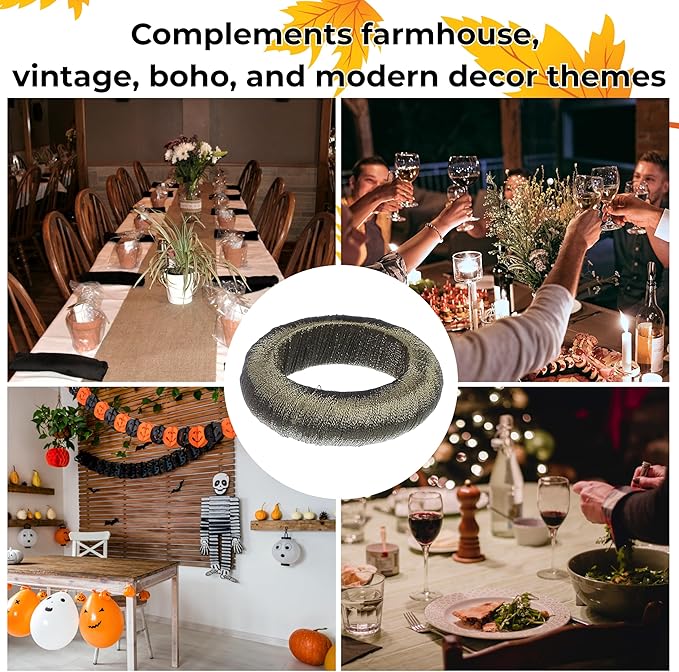 ALPHA Living HOME Harvest Yarn Wrap Napkin Rings – Set of 24, Modern Table Décor for Every Occasion