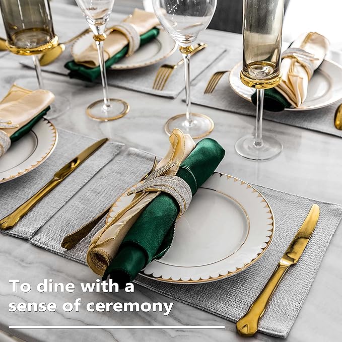 Home Brilliant Cloth Placemats Set of 8 Heat Resistant Washable Plate Mats Placemats for Parties Buffet Dinner Coasters Party Dinner Decor, 13 x 19 inches, Light Grey