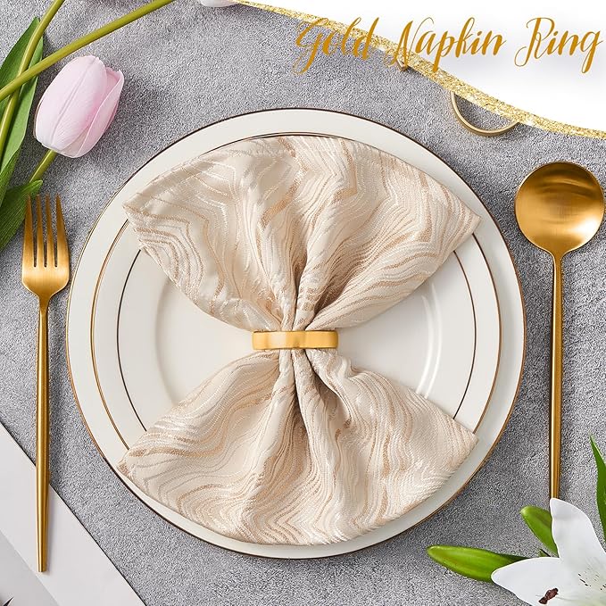 APTWOW Gold Napkin Rings Set of 6, Semicircle Metal Gold Napkin Holder Buckles, Fall Thanksgiving Christmas Napkin Rings for Dinner Table Decor, Wedding, Banquet, Valentines Day