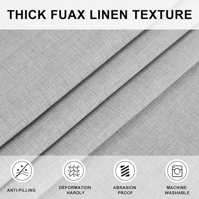 Hiasan 60 Inch Round Tablecloth Linen - Wrinkle and Stain Resistant Washable Polyester Fabric Table Cloth for Patio Dining Room Kitchen Party, Light Grey