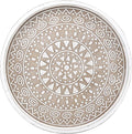 Boho Round Wooden Decorative Tray, White Farmhouse Candles Tray for Home Decor, A Pattern