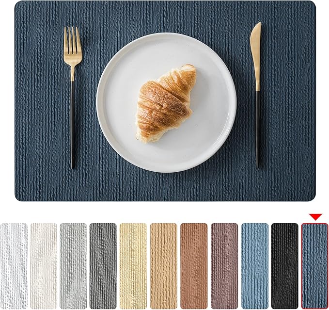 Jovono Faux Leather Placemats Set of 8, Waterproof Washable Table Mats, Easy-Clean Heat Resistant Kitchen Vinyl Place Mat for Dining Table, Restaurant, Indoor, 17.8"x11.9", Coffee