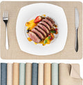 Heat Resistant Placemats Set of 4, 17x12in Waterproof Wipeable Faux Leather Non Slip Table Mats, Easy to Clean, Stain Resistant, for Kitchen Dining Room– Taupe
