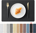 Jovono Faux Leather Placemats Set of 6, Waterproof Washable Table Mats, Easy-Clean Heat Resistant Kitchen Vinyl Place Mat for Dining Table, Restaurant, Indoor, 17.8"x11.8", Black