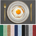 Cloth Placemats Set of 4, Cotton Linen Blend Machine Washable Double Layered Durable Place Mats Heat Resistant Placemats Wrinkle Free Thick Fabric Dining Table Mats (Dark Grey, 4)