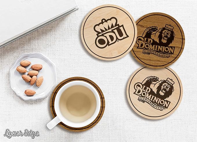 LazerEdge Old Dominion Monarchs Wooden Coaster Set - Maple Wood - Officially Licensed Product - 4-Pack