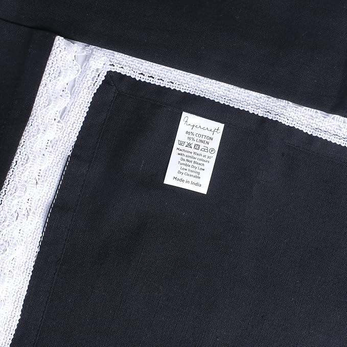 Fingercraft Dinner Cloth Napkin Cotton Linen Set of 12 Mitered Corners with Natural Elegant Lace for Everyday Use Napkins are Pre Shrunk and Good Absorbency with Lace 20x20 in Black
