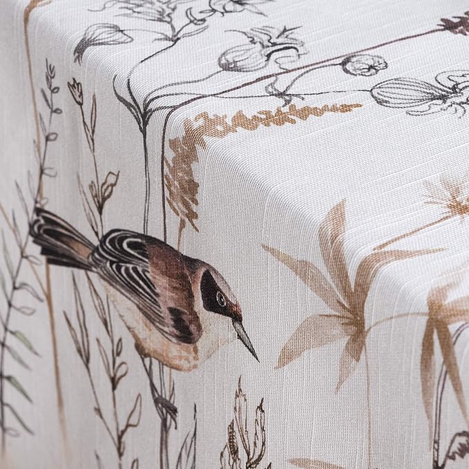 Maison d' Hermine Table Cloth Square Table 100% Cotton 60 x 60 Inches Tablecloth Reusable Decorative for Dining Room Farmhouse Home Valentines Day Decorations Spring Summer - Meadow Florals - Brown