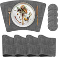 Round Table Placemats Set of 4, Wedge Shaped Faux Leather Table Mats, Heat Resistant Wipeable Washable Place Mats for Dining Table Dinner Kitchen Indoor Outdoor