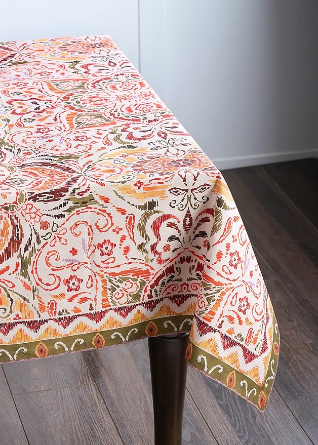Maison d' Hermine Table Cloth Square Table 100% Cotton 60 x 60 Inches Fall Tablecloth Reusable Everyday Use for Thanksgiving Christmas Decorations Dining Farmhouse Party (Damask)