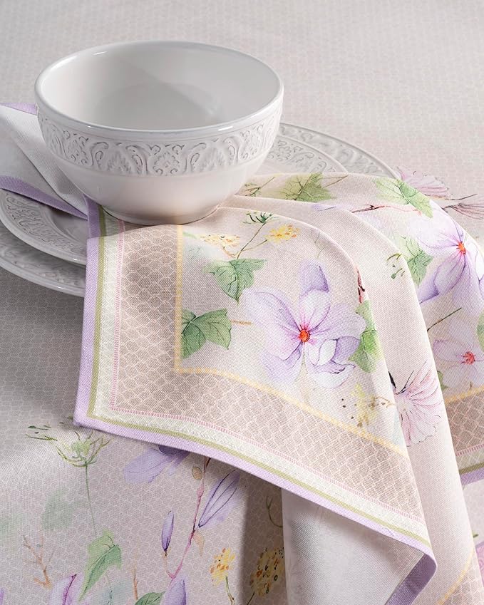 Maison d' Hermine Cloth Napkins Set of 4 100% Cotton Everyday Reusable Square Napkins Cloth Washable Dinner Wedding Restaurant Valentines Day Decorations Spring/Summer (Magnolia Mornings, 20" x 20")
