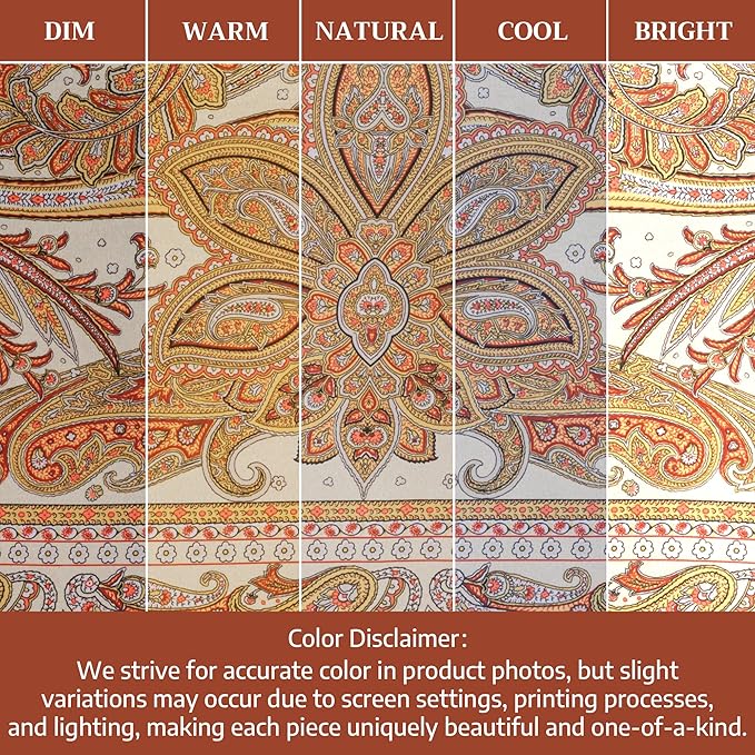 Maison d' Hermine Table Cloth Rectangle Table 100% Cotton 70 x 108 Inches Fall Tablecloth Reusable Everyday Use for Thanksgiving Christmas Decorations Dining Farmhouse Party (Kashmir Paisley)