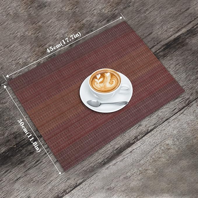 HeloHo Halloween Christmas Red Placemats Set of 6 Kitchen Table Mats Christmas Placemats Washable Crossweave Woven Vinyl Placemat for Dining Table