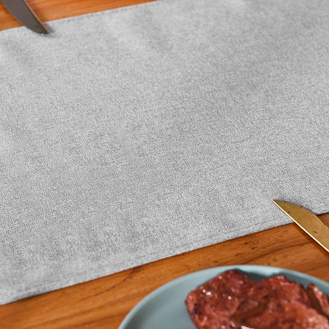 Grey Table Runner 13 x 36 Inches Long, Cotton Linen Farmhouse Style Dresser Scarf for Kitchen Dining Coffee Table Parties Wedding Home Decor (13” x 36”, Grey)