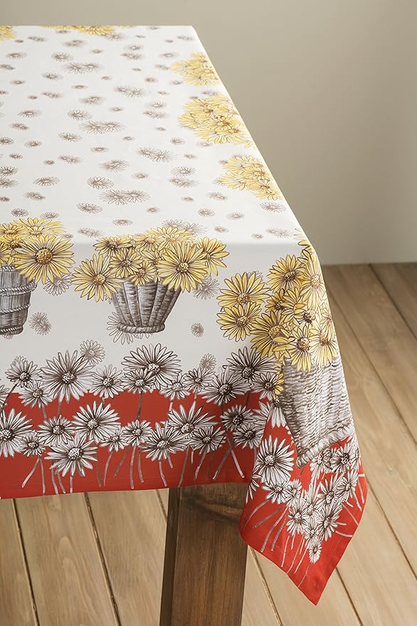 Maison d' Hermine Table Cloth Rectangle Table 100% Cotton 60 x 90 Inches Fall Tablecloth Reusable Everyday Use for Thanksgiving Christmas Decorations Dining Farmhouse Party (Bagatelle)