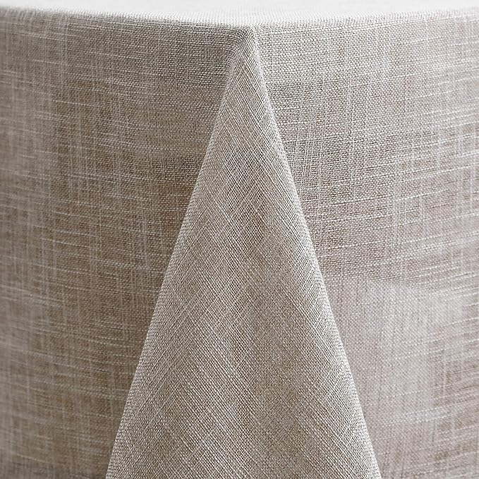 maxmill Flaxy Faux Linen Table Cloth with 2-Tone Slubby Texture Wrinkle Free Anti-Shrink Soft Tablecloth Decorative for Kitchen Dining Tabletop Outdoor and Indoor Use Rectangle 60 x 104 Inch Linen