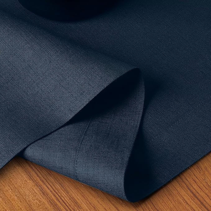 D'Moksha Homes Linen Navy Blue Table Runner 108 Inches Long - 100% Pure Linen Dining Table Runner 14 x 108 Inch for Easter - Machine Washable