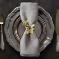 Decozen Set of 12 Gold Napkin Rings in Stag Design, Festive, Table Decor Setting for Holiday, Wedding, Birthday, Kitchen, Home Decor, Housewarming Gift - Thanksgiving & Christmas Gift Decoration