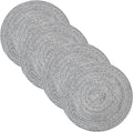 Round Placemats Set of 4-100% Cotton Two-Tone Placemat for Dining Table - Woven Braided Table Setting Place Mat - Washable Table Decor for Kitchen, Farmhouse, Rustic, Everyday Use, Black