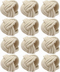 ALPHA Living HOME Handcrafted Napkin Rings Set of 12 - Woven Jute Napkin Holders, Serviette Rings - Perfect for Weddings, Thanksgiving, Christmas & Everyday Dining (Off White)