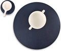 Set of 6 Faux Leather Round Placemats and Coasters, Coffee Mats Kitchen Table Mats, Waterproof, Easy to Clean for Kitchen Dining Round Table