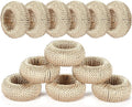 ALPHA Living HOME 12-Piece Woven Napkin Rings - Decorative Yarn Napkin Holders for Tabletop, Dining, Wedding, Parties, Home Decor,Gifting & Outdoor Event (Beige)