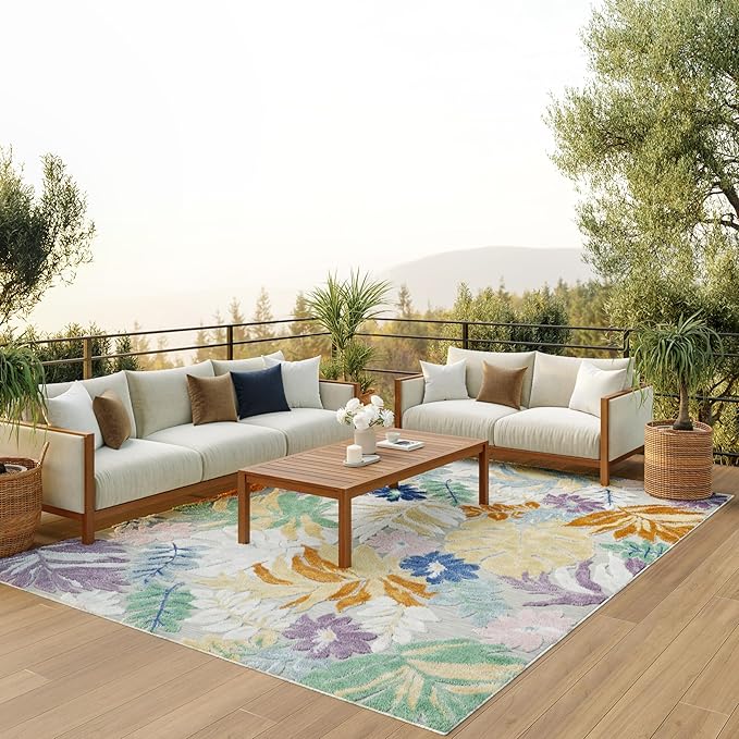 Nourison Home Suncoast Multicolor 7'10" x 9'10" Area Rug - Easy Clean, Non Shedding, Bed Room, Living Room, Dining Room, Kitchen (8' x 10')