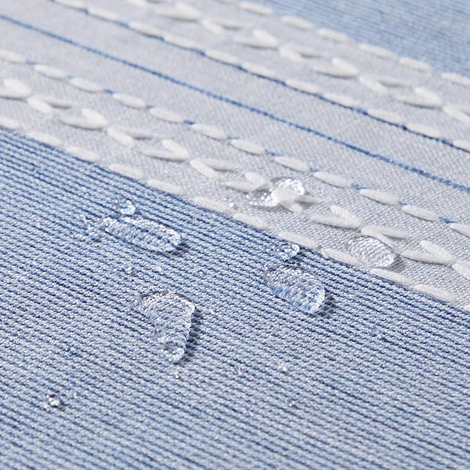 ZeeMart Contrast Linen Table Cloth Rectangle Table Cloths 60x104 Inch Mid-Stripe Blue, Farmhouse Style Heavy Weight Dusty Blue Tablecloth, Water Resistant Burlap Tablecloths