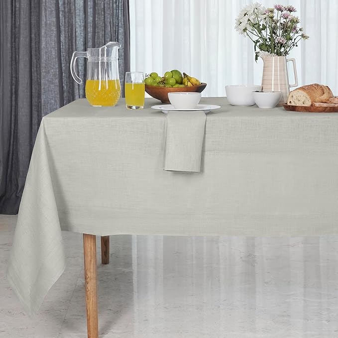 D'Moksha Homes Linen Tablecloth for Rectangle Tables 60 x 144 Inch - 100% Pure Linen Silver Grey Table Cloth - Machine Washable Cloth Tablecloth for Spring, Easter