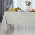 D'Moksha Homes Linen Tablecloth 60 x 102 Inch - 100% Pure Linen Silver Grey Table Cloth for Rectangle Tables - Machine Washable Cloth Tablecloth for Spring, Easter