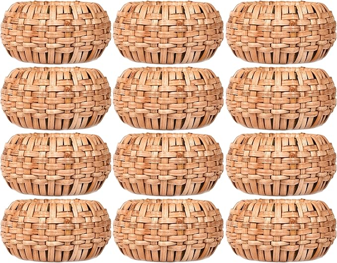 ALPHA Living HOME Napkin Rings Set of 12 - Handmade Decorative Serviette Rings for Dining Table, Weddings, Parties, Events, Holiday Gatherings, and Everyday Use Boho Rustic Farmhouse Décor (Brown)