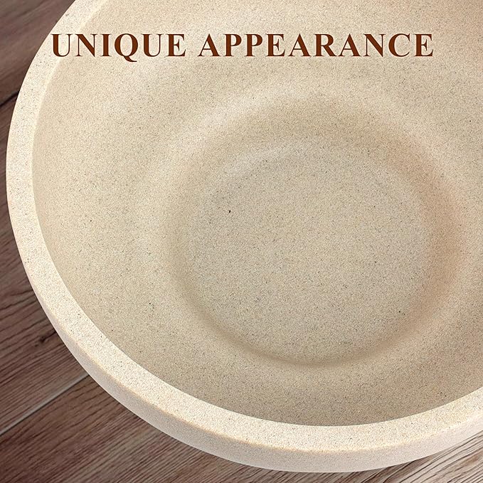 Large Decorative Bowl, Modern Handicraft Resin Bowls for Home Decor, Decorative Fruit Bowl for Kitchen Counter, Stylish Key Bowl for Entry Table, Artificial Stone Resin Beige