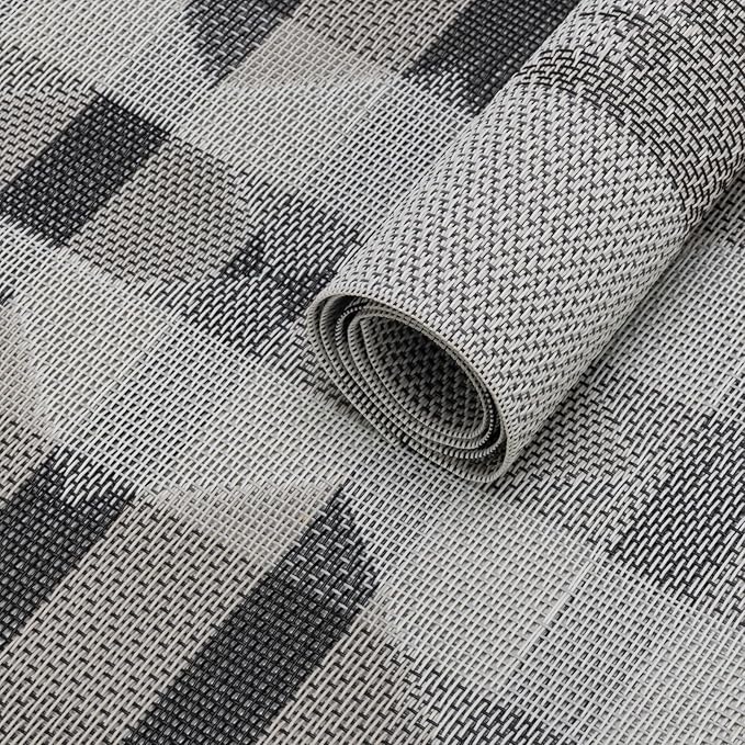 Winknowl Placemats Set of 8, Heat Resistant Stain Resistant Woven Vinyl Insulation Place mats, Durable Washable Elegant Table Mats for Kitchen Dining Table Decor (Geometric Gray)