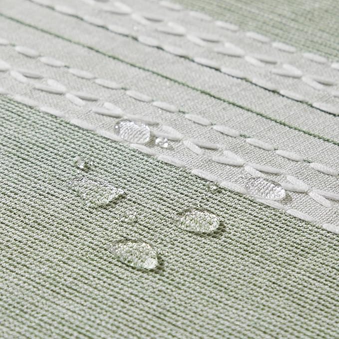 ZeeMart Contrast Linen Round Tablecloth 52 Inch Mid-Stripe Green, Farmhouse Style Round Table Cloth Heavy Weight Sage Green Tablecloths, Water Resistant Burlap Table Cloths